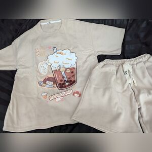 Cute boba shirt and shorts